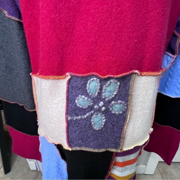 Vintage Woolrich Patchwork Duster Sweater Jacket Asymmetrical Hem Large - Picture 4 of 16